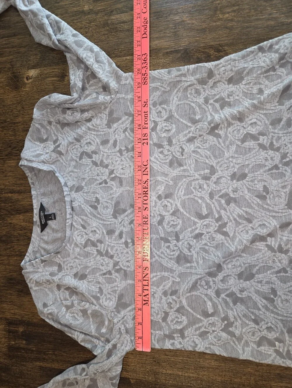 Simply Vera‎ Vera Wang Gray Floral Long Sleeve Tee